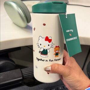 Starbucks White and Green Hello Kitty Tumbler